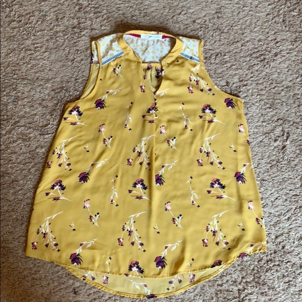 Mustard yellow shirt with flowers